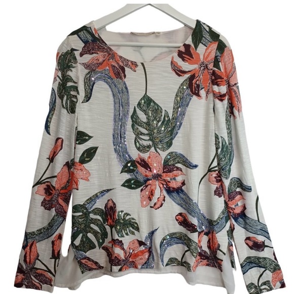 Soft Surroundings White and Red Floral Tunic M - Picture 2 of 4